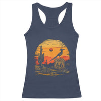 Route Highway 66 Roadrunner Desert Sunset Arizona Racerback Tank Top Cactus Landscape Texas Nevada Southwest Bird Lover
