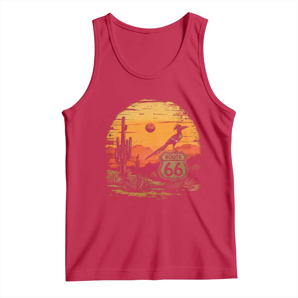 Route Highway 66 Roadrunner Desert Sunset Arizona Tank Top Cactus Landscape Texas Nevada Southwest Bird Lover
