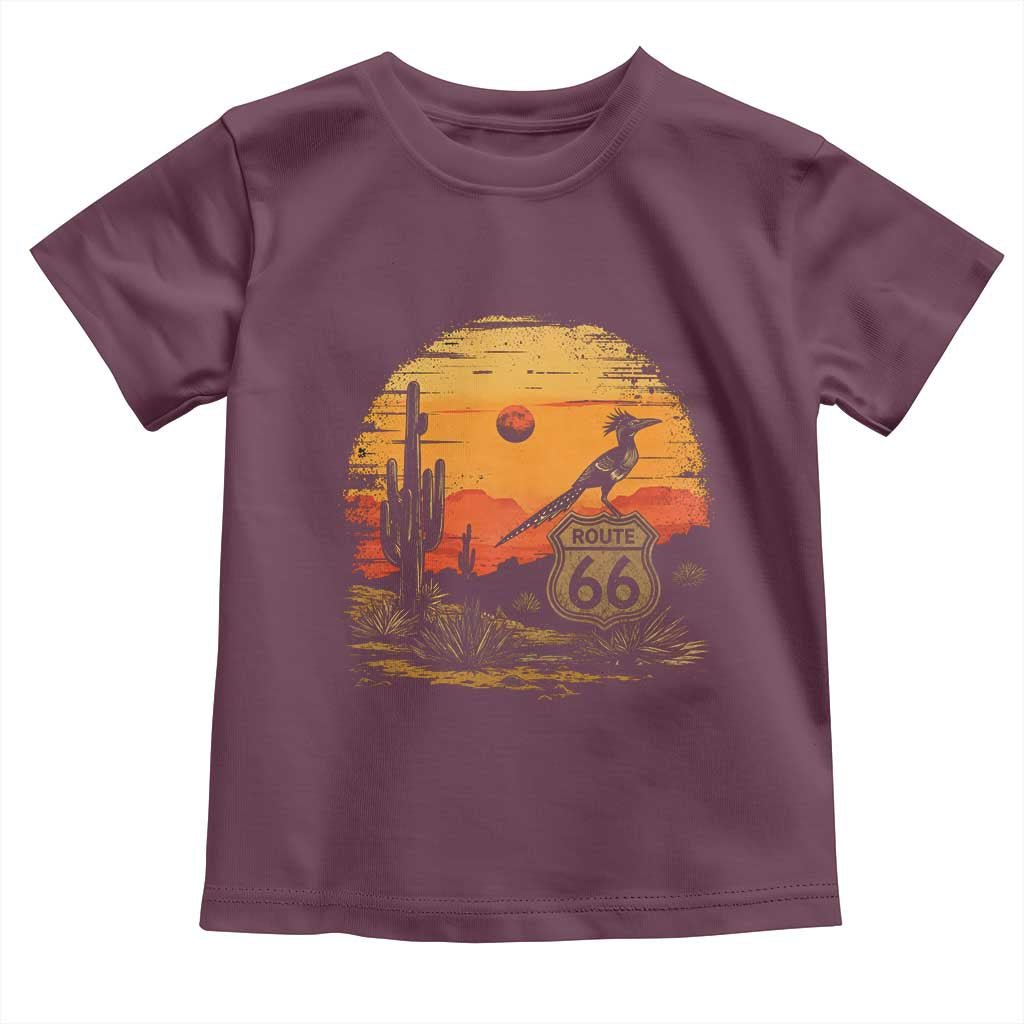 Route Highway 66 Roadrunner Desert Sunset Arizona Toddler T Shirt Cactus Landscape Texas Nevada Southwest Bird Lover