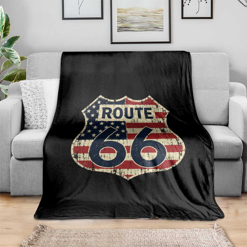 Route US 66 American Flag Americana Road Trip Throw Blanket