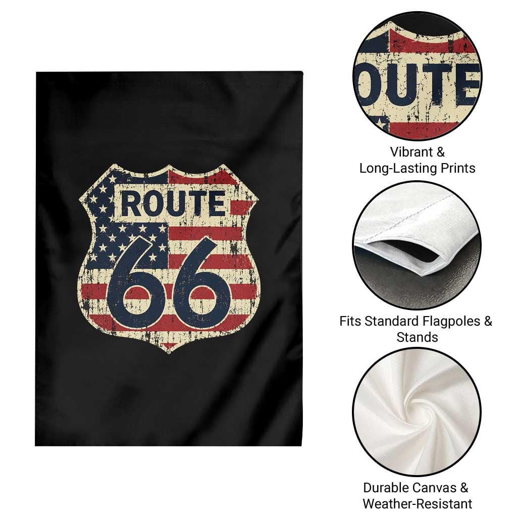 Route US 66 American Flag Americana Road Trip Garden Flag