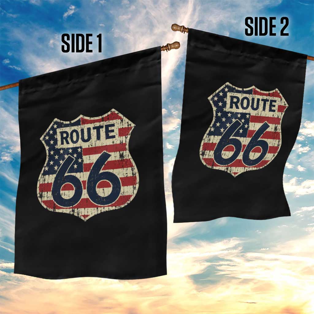 Route US 66 American Flag Americana Road Trip Garden Flag