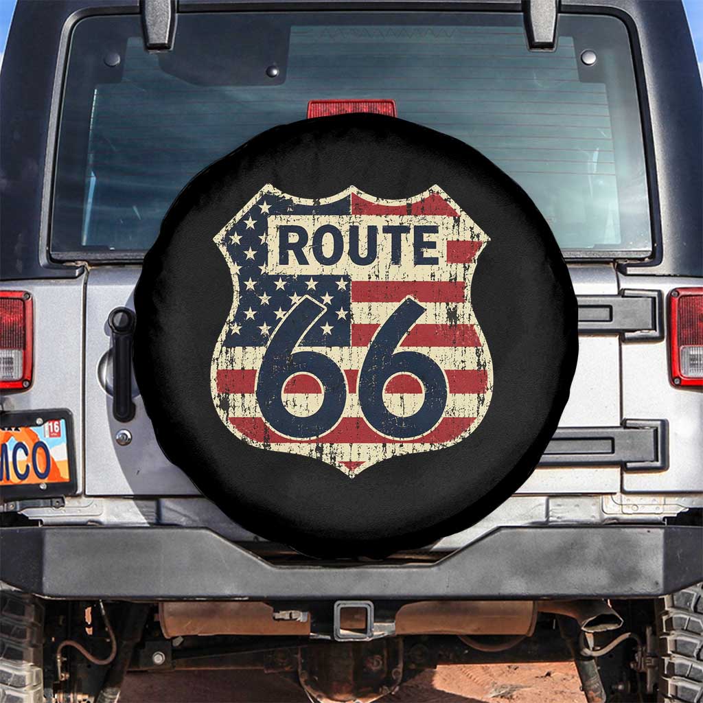 Route US 66 American Flag Americana Road Trip Spare Tire Cover