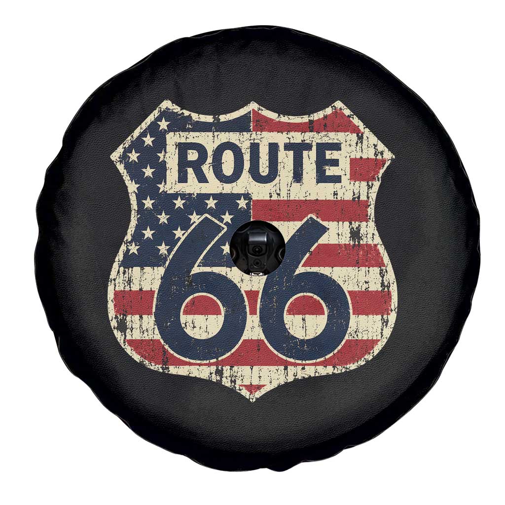 Route US 66 American Flag Americana Road Trip Spare Tire Cover