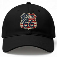 Route US 66 American Flag Americana Road Trip Baseball Cap