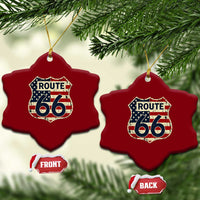 Route US 66 American Flag Americana Road Trip Ceramic Ornament
