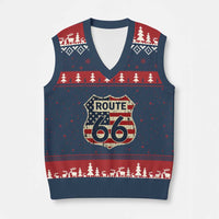 Route US 66 American Flag Americana Road Trip V-Neck Knit Sweater Vest
