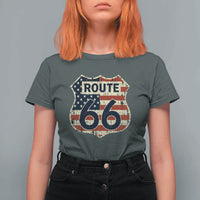 Route US 66 American Flag Americana Road Trip T Shirt For Women