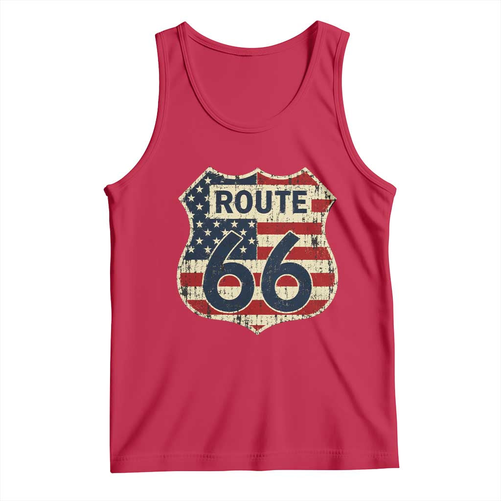 Route US 66 American Flag Americana Road Trip Tank Top