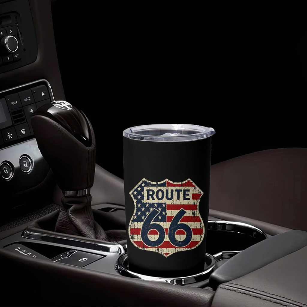 Route US 66 American Flag Americana Road Trip Tumbler Cup