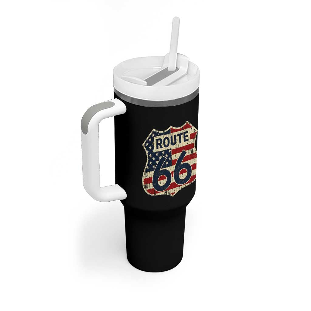 Route US 66 American Flag Americana Road Trip Tumbler With Handle