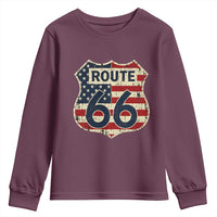 Route US 66 American Flag Americana Road Trip Youth Sweatshirt
