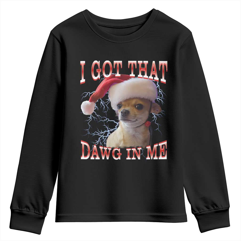 Funny Chihuahua Christmas Meme Youth Sweatshirt I Got That Dawg In Me - Wonder Print Shop