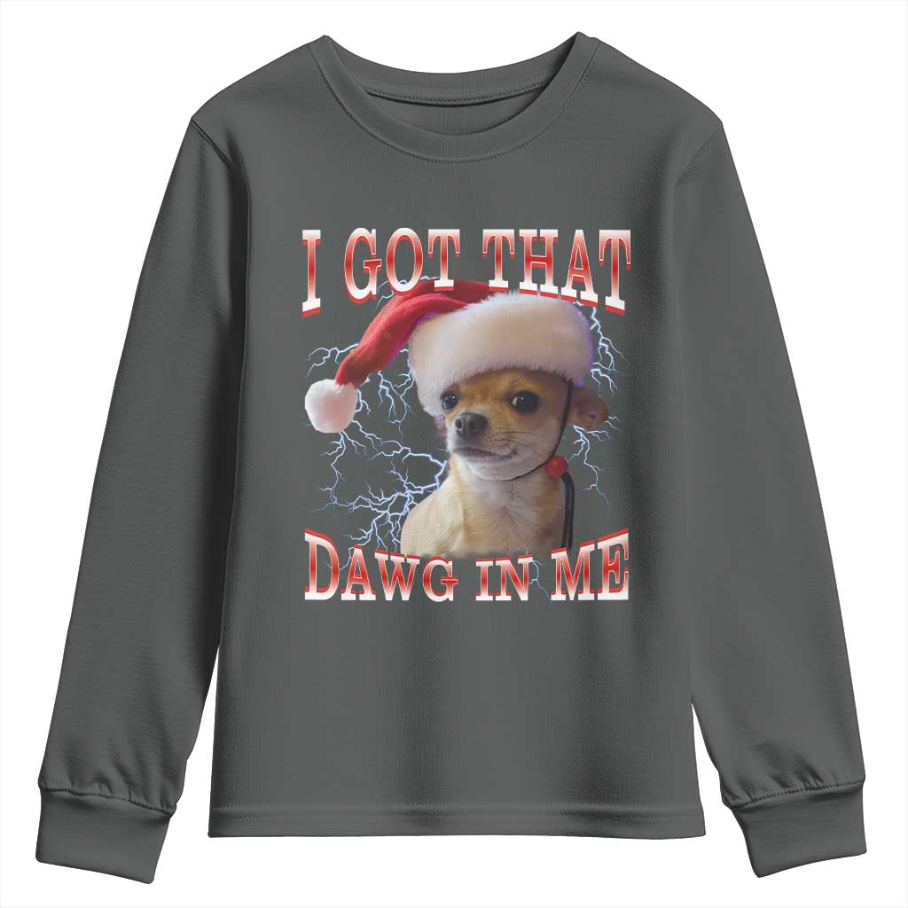 Funny Chihuahua Christmas Meme Youth Sweatshirt I Got That Dawg In Me - Wonder Print Shop