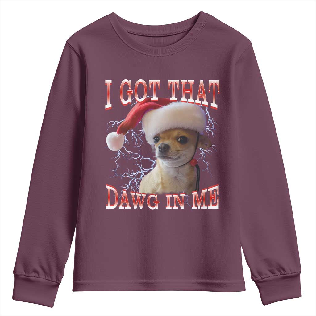 Funny Chihuahua Christmas Meme Youth Sweatshirt I Got That Dawg In Me - Wonder Print Shop