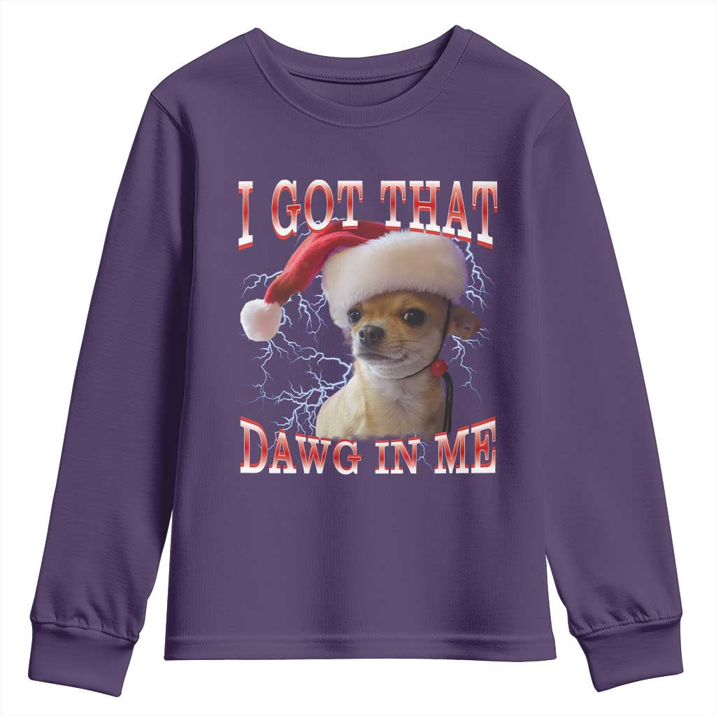 Funny Chihuahua Christmas Meme Youth Sweatshirt I Got That Dawg In Me - Wonder Print Shop
