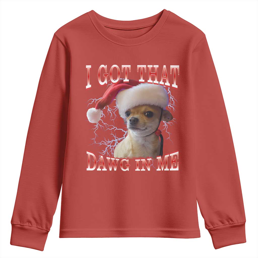 Funny Chihuahua Christmas Meme Youth Sweatshirt I Got That Dawg In Me - Wonder Print Shop