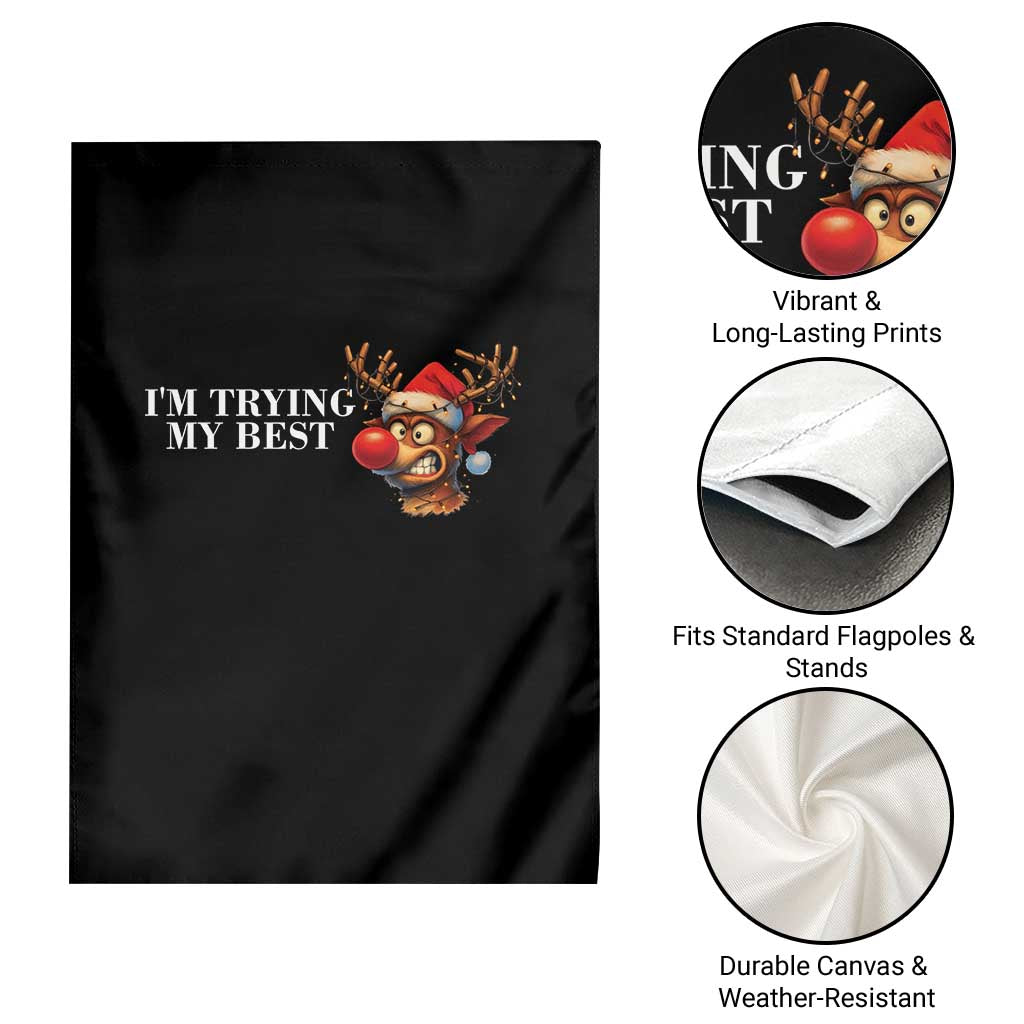Funny Reindeer Christmas Meme Garden Flag I Am Trying My Best - Wonder Print Shop