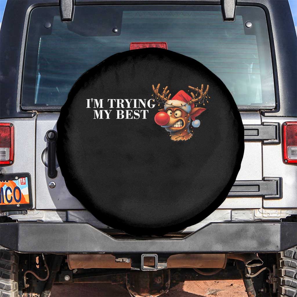 Funny Reindeer Christmas Meme Spare Tire Cover I Am Trying My Best - Wonder Print Shop