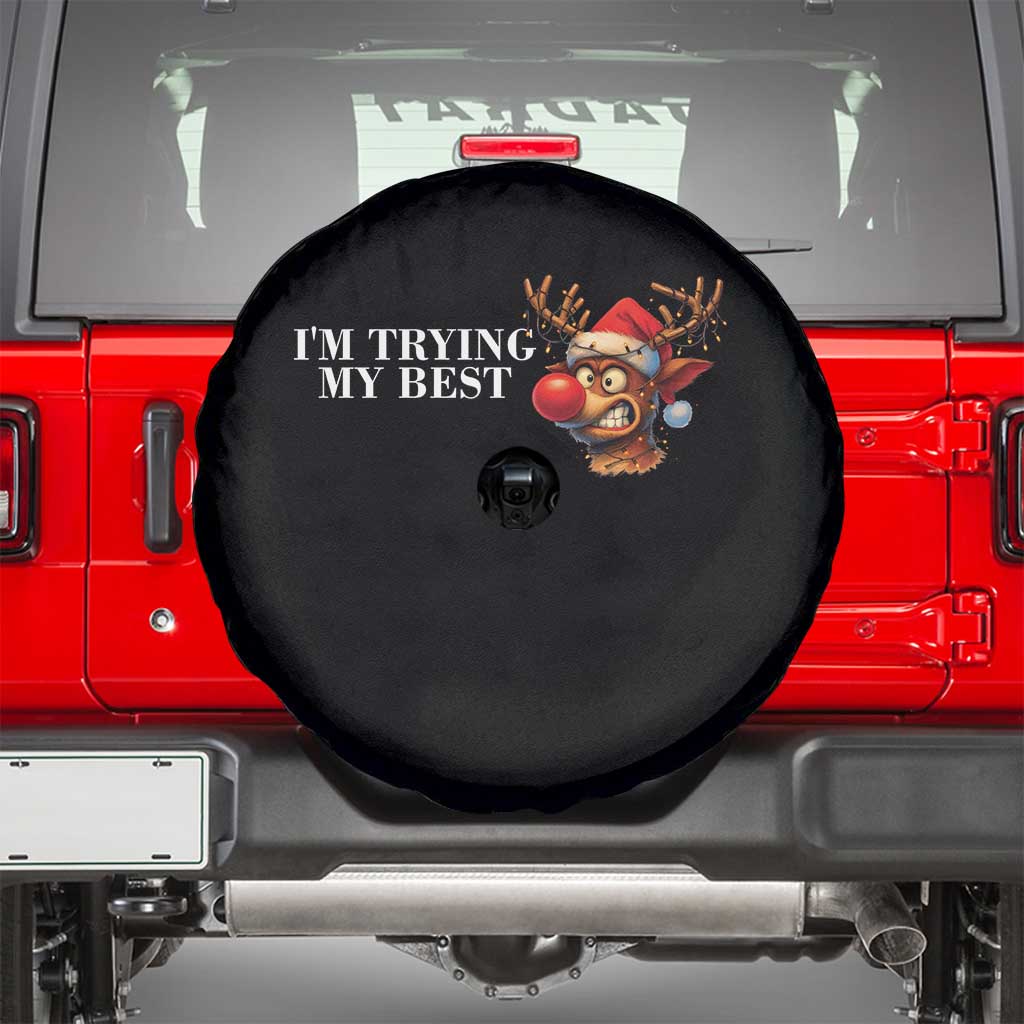 Funny Reindeer Christmas Meme Spare Tire Cover I Am Trying My Best - Wonder Print Shop