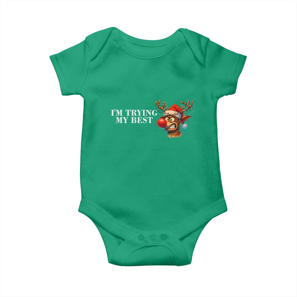 Funny Reindeer Christmas Meme Baby Onesie I Am Trying My Best - Wonder Print Shop