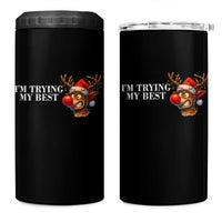 Funny Reindeer Christmas Meme 4 in 1 Can Cooler Tumbler I Am Trying My Best - Wonder Print Shop