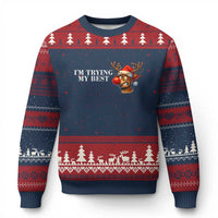 Funny Reindeer Xmas Meme Ugly Christmas Sweater I Am Trying My Best - Wonder Print Shop