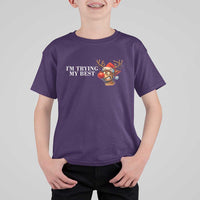 Funny Reindeer Christmas Meme T Shirt For Kid I Am Trying My Best - Wonder Print Shop
