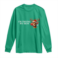 Funny Reindeer Christmas Meme Long Sleeve Shirt I Am Trying My Best - Wonder Print Shop