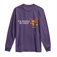 Funny Reindeer Christmas Meme Long Sleeve Shirt I Am Trying My Best - Wonder Print Shop