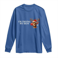 Funny Reindeer Christmas Meme Long Sleeve Shirt I Am Trying My Best - Wonder Print Shop