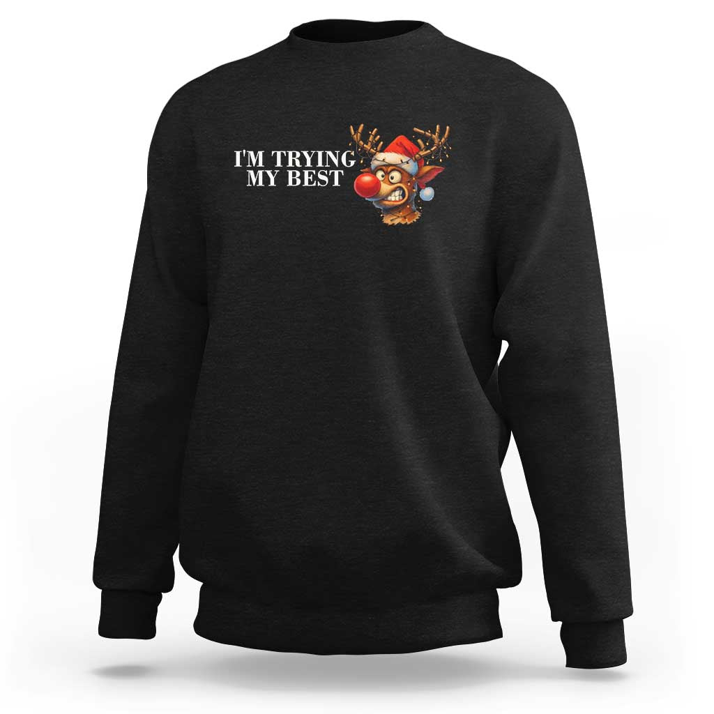 Funny Reindeer Christmas Meme Sweatshirt I Am Trying My Best - Wonder Print Shop