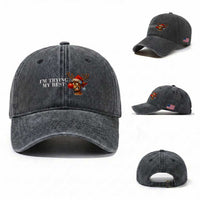 Funny Reindeer Christmas Meme Washed Cotton Baseball Cap I Am Trying My Best