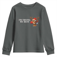 Funny Reindeer Christmas Meme Youth Sweatshirt I Am Trying My Best - Wonder Print Shop