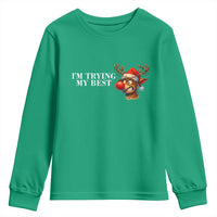 Funny Reindeer Christmas Meme Youth Sweatshirt I Am Trying My Best - Wonder Print Shop