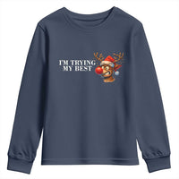 Funny Reindeer Christmas Meme Youth Sweatshirt I Am Trying My Best - Wonder Print Shop