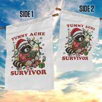 Funny Racoon Christmas Meme Garden Flag Tummy Ache Survivor - Wonder Print Shop