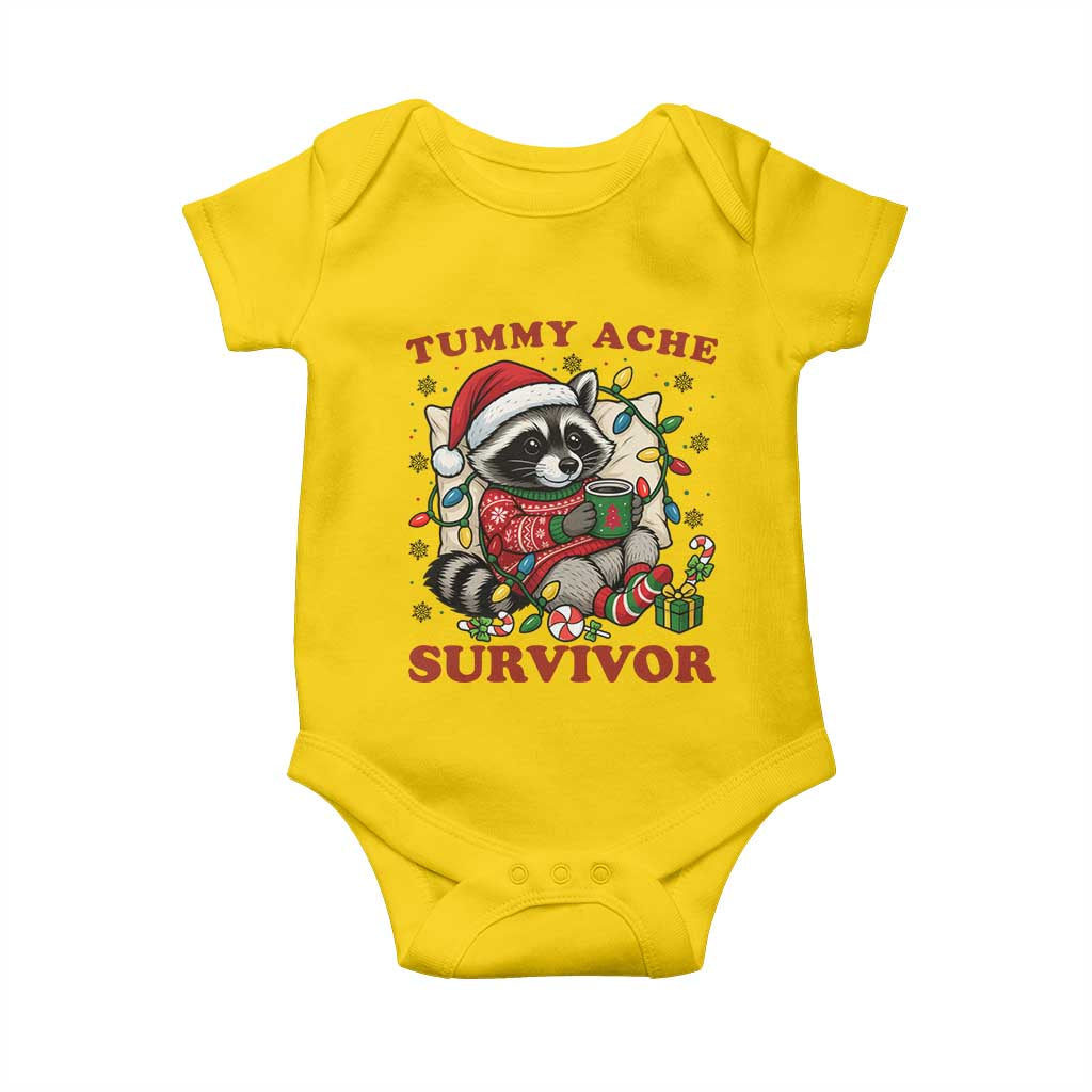 Funny Racoon Christmas Meme Baby Onesie Tummy Ache Survivor - Wonder Print Shop