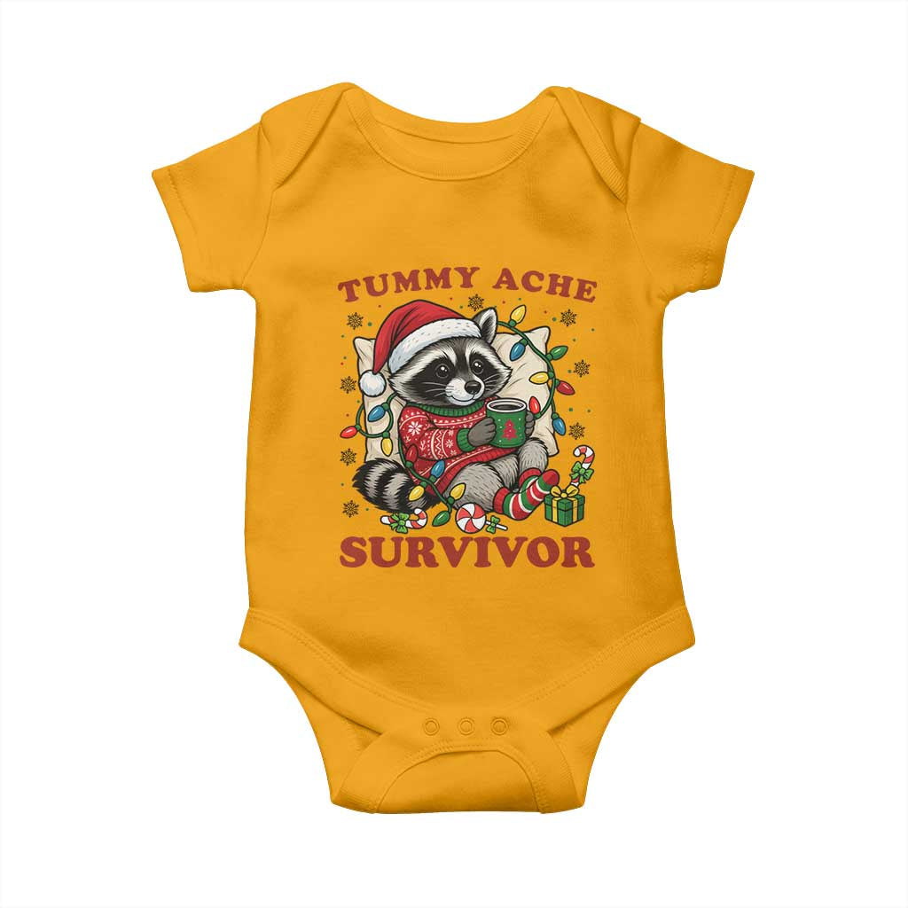 Funny Racoon Christmas Meme Baby Onesie Tummy Ache Survivor - Wonder Print Shop