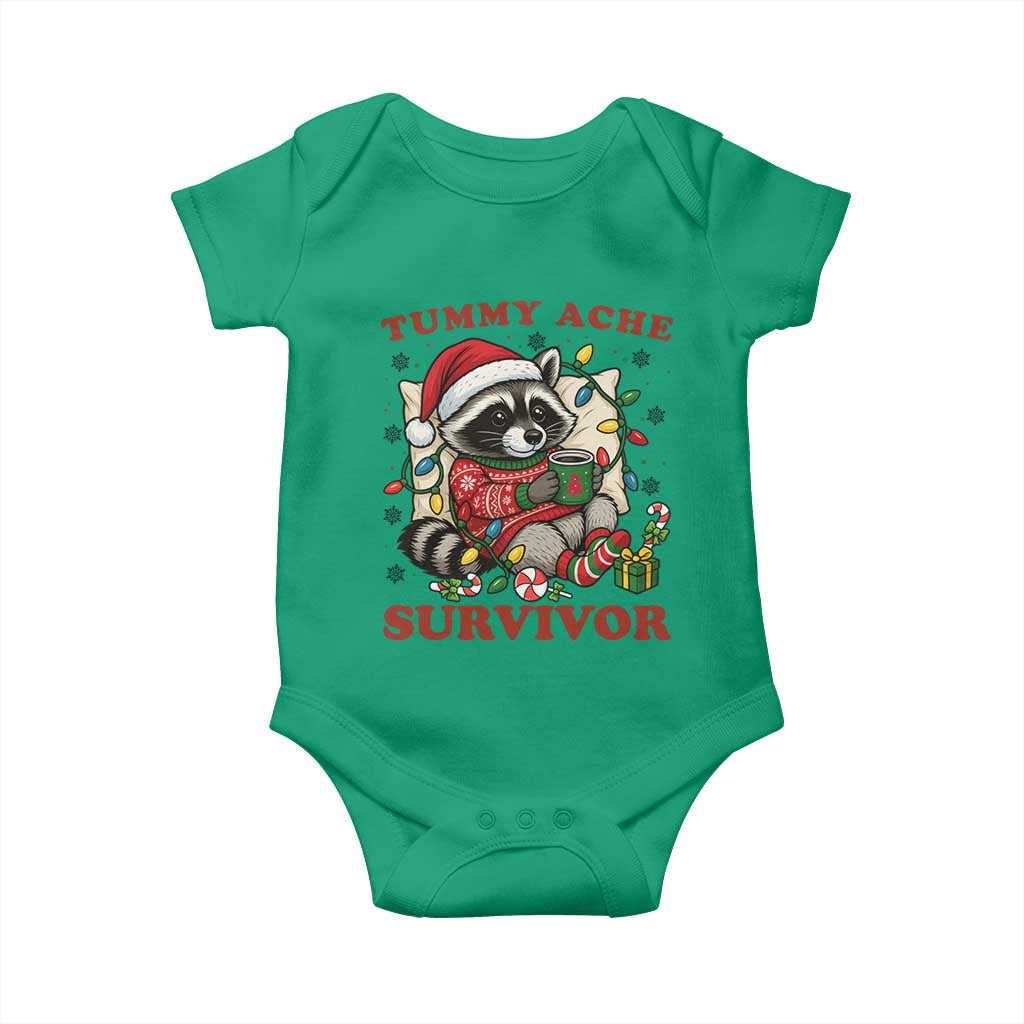 Funny Racoon Christmas Meme Baby Onesie Tummy Ache Survivor - Wonder Print Shop