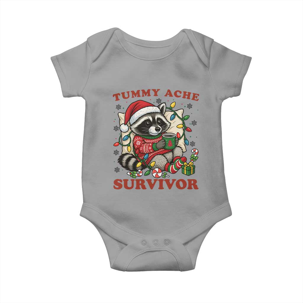 Funny Racoon Christmas Meme Baby Onesie Tummy Ache Survivor - Wonder Print Shop