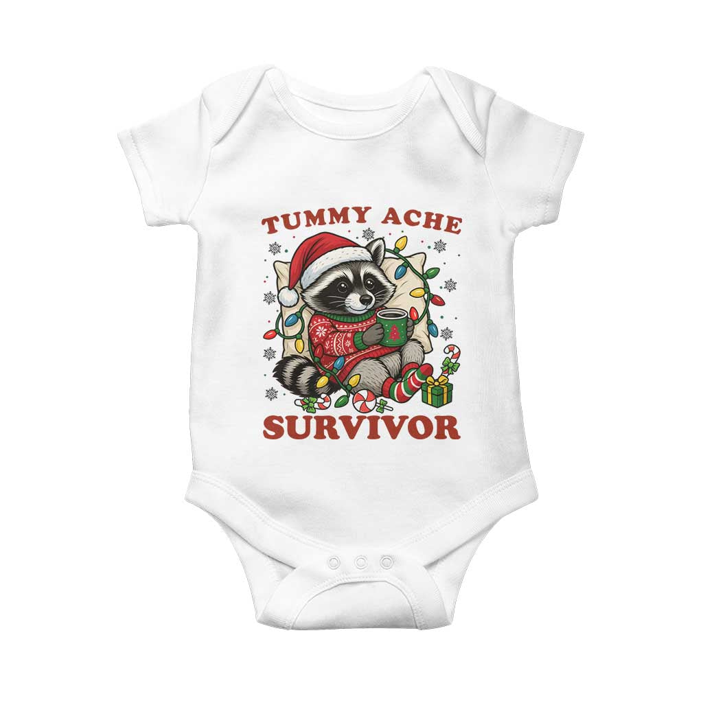 Funny Racoon Christmas Meme Baby Onesie Tummy Ache Survivor - Wonder Print Shop