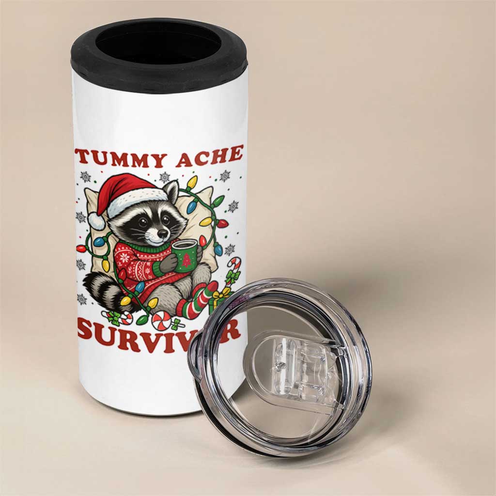 Funny Racoon Christmas Meme 4 in 1 Can Cooler Tumbler Tummy Ache Survivor - Wonder Print Shop