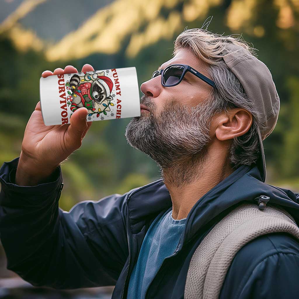 Funny Racoon Christmas Meme 4 in 1 Can Cooler Tumbler Tummy Ache Survivor - Wonder Print Shop