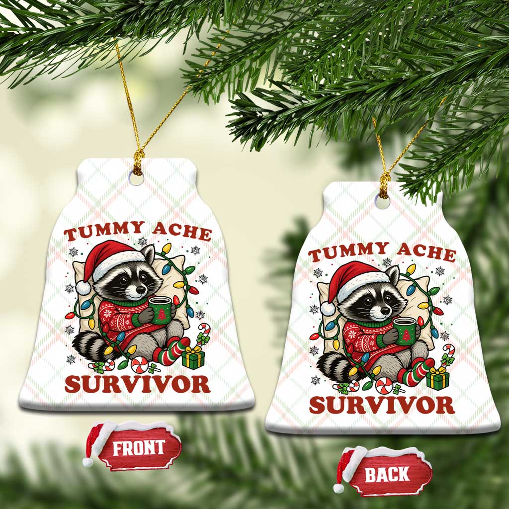 Funny Racoon Xmas Meme Ceramic Ornament Tummy Ache Survivor - Wonder Print Shop