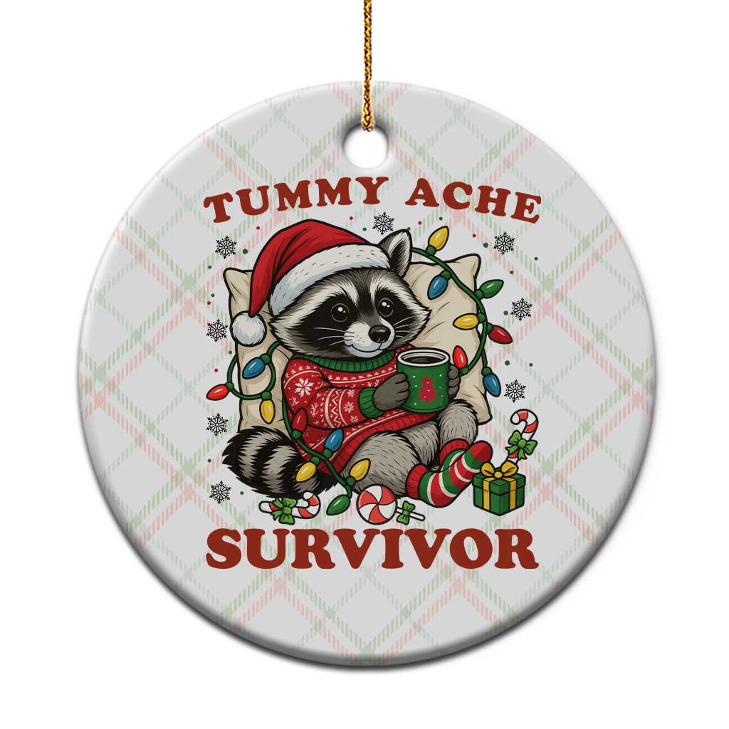 Funny Racoon Xmas Meme Ceramic Ornament Tummy Ache Survivor - Wonder Print Shop