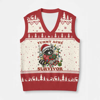 Funny Racoon Xmas Meme V-Neck Knit Sweater Vest Tummy Ache Survivor - Wonder Print Shop