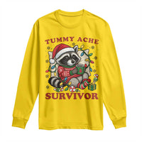 Funny Racoon Christmas Meme Long Sleeve Shirt Tummy Ache Survivor - Wonder Print Shop