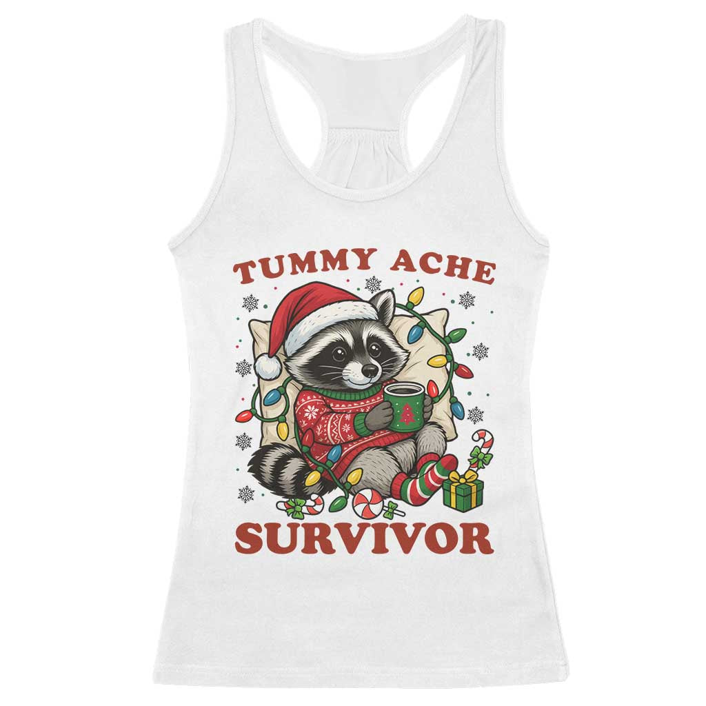Funny Racoon Christmas Meme Racerback Tank Top Tummy Ache Survivor - Wonder Print Shop