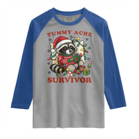 Funny Racoon Christmas Meme Raglan Shirt Tummy Ache Survivor - Wonder Print Shop